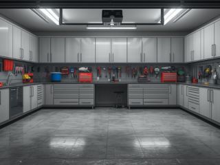 Custom Garage Storage and Organization in Coon Rapids, MN Modern custom garage cabinets and organized tool wall in Coon Rapids, MN